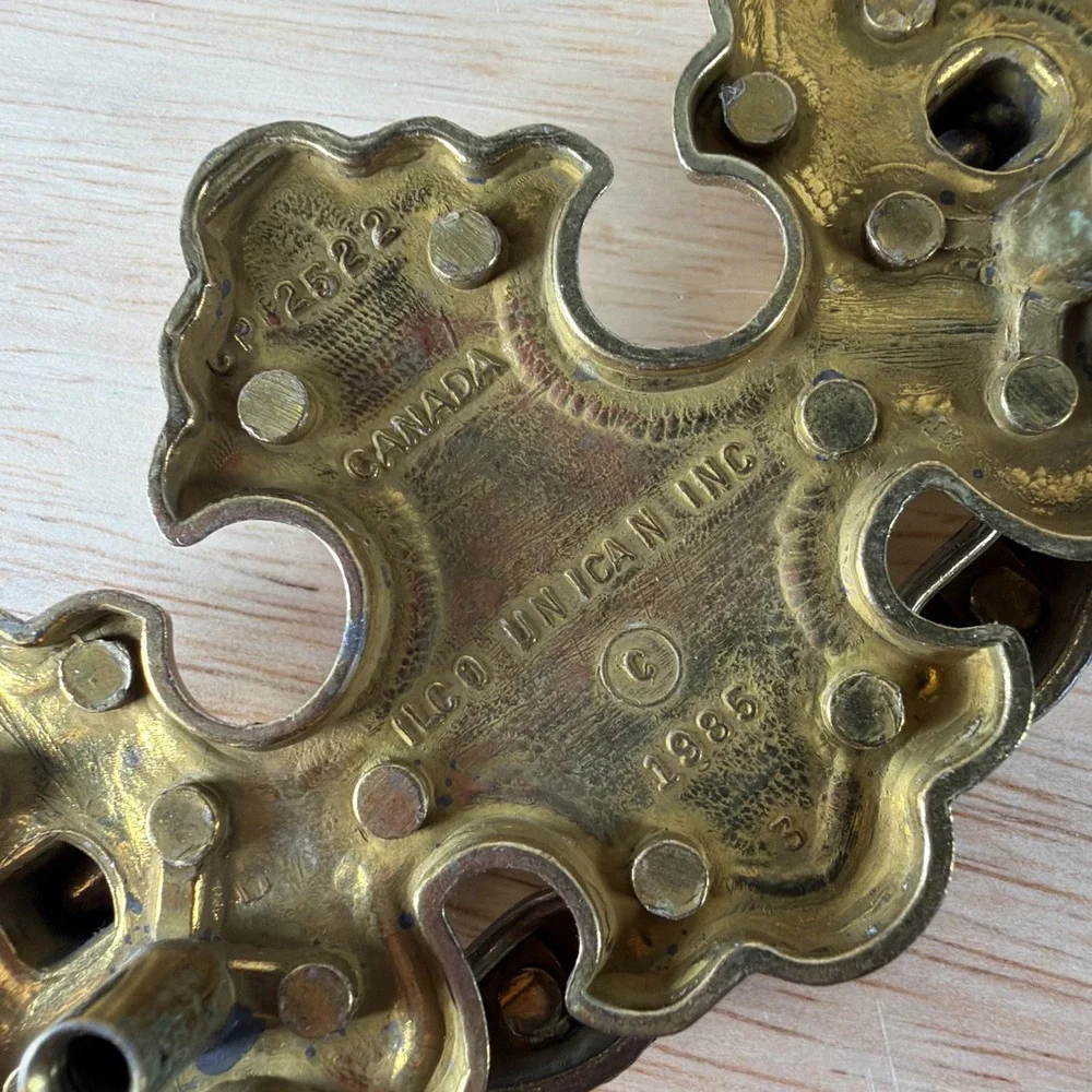 Lot of 12 Vintage 1985 Ilco UNICAN, INC. Canada Brass Drawer Pull 3.5